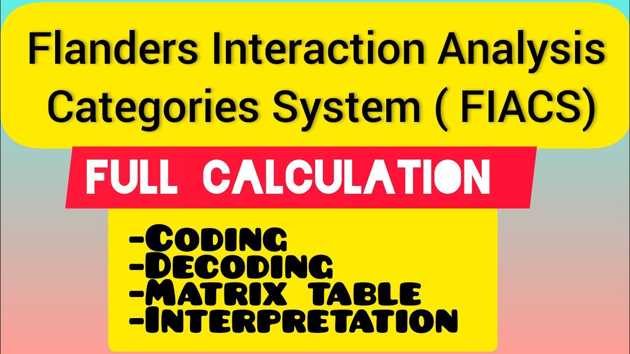 Flanders Interaction Analysis Categories System FIACS Calculation. M.Ed/ B.Ed/ NET/education/phd