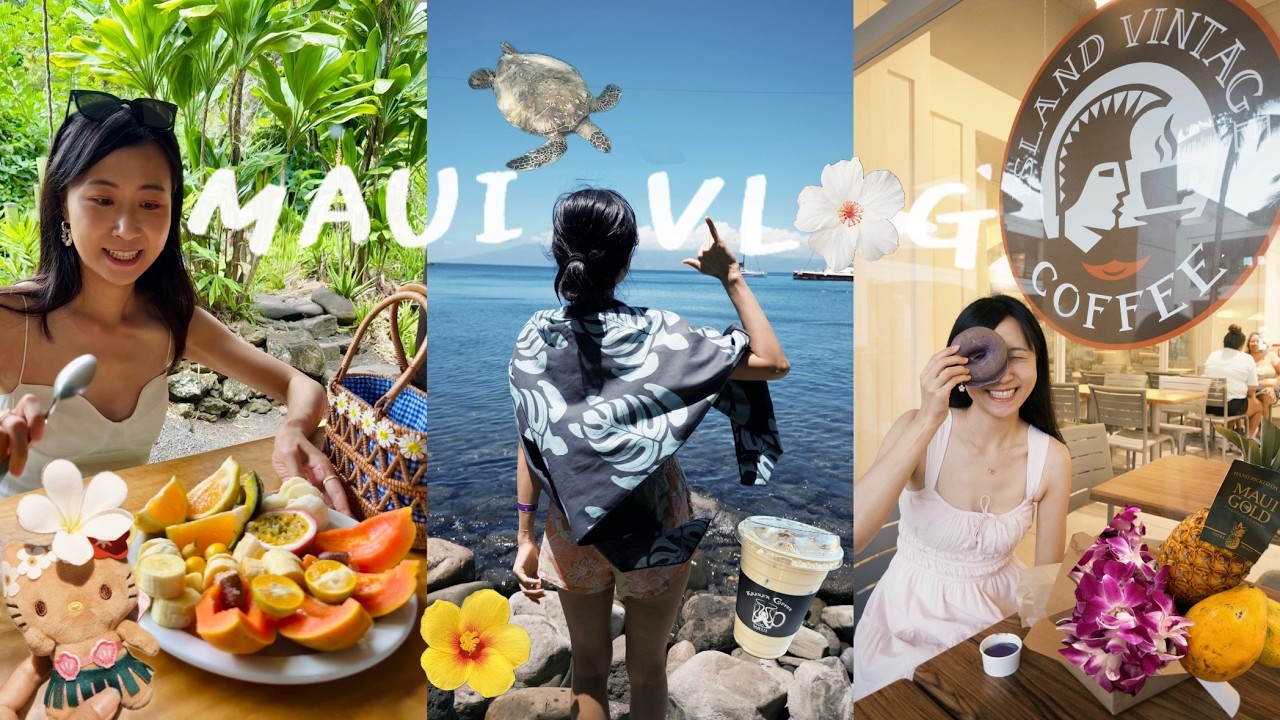 Maui Vlog 夏威夷茂宜島6天5夜🤙🏻Haleakala火山國家公園看日落🌋Road to Hana黑沙灘🖤浮淺看海龜🤿超好吃poke🍣