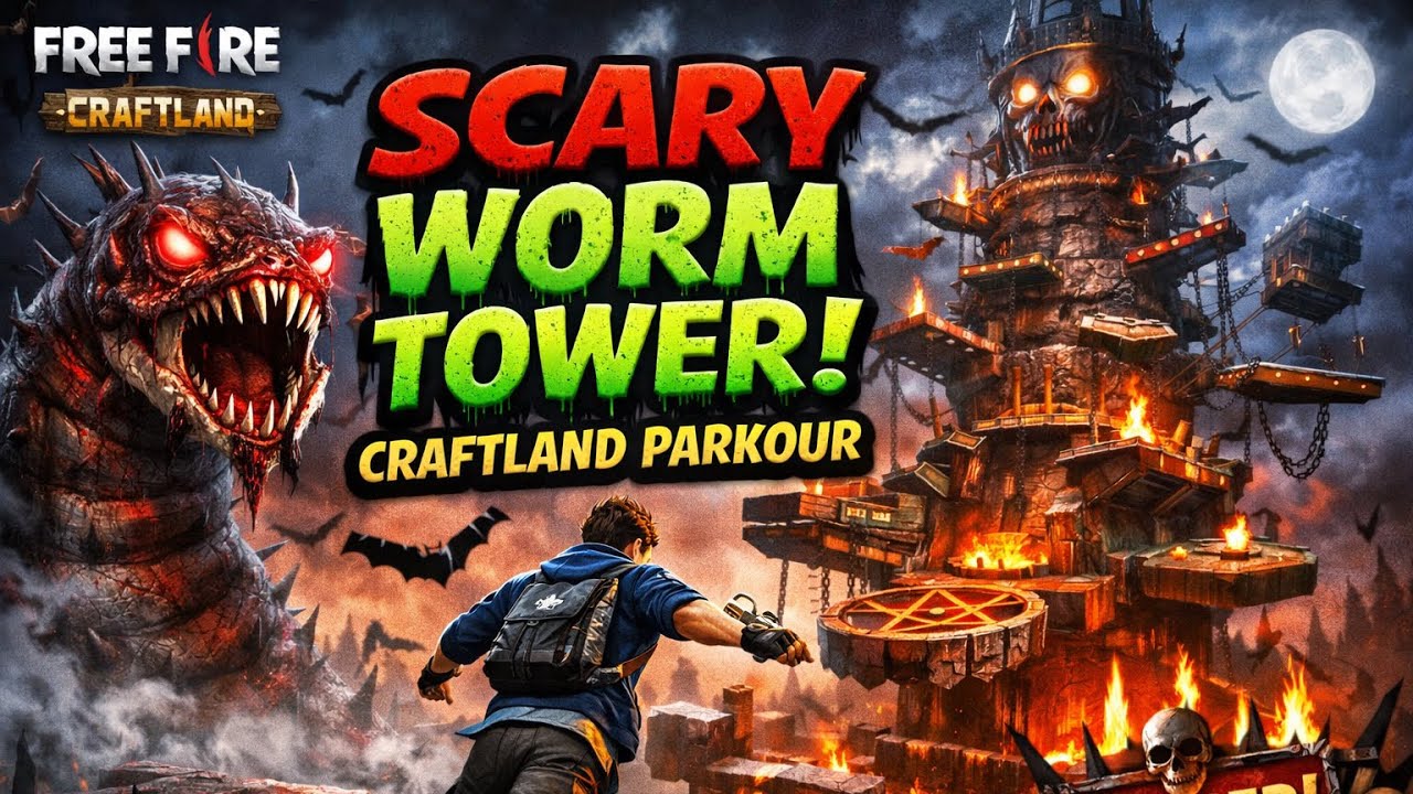 Scary worm tower😱craftland map |FREEFIRE funny map🤣#freefire #bestmoments #comedyvideo #ffviral #ff 