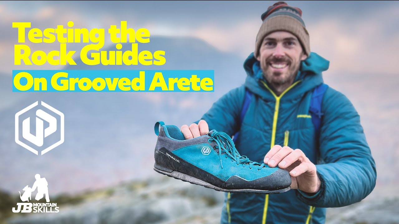 Review of the Unparallel Rock Guide Approach Shoes on Grooved Arete, East Face of Tryfan.
