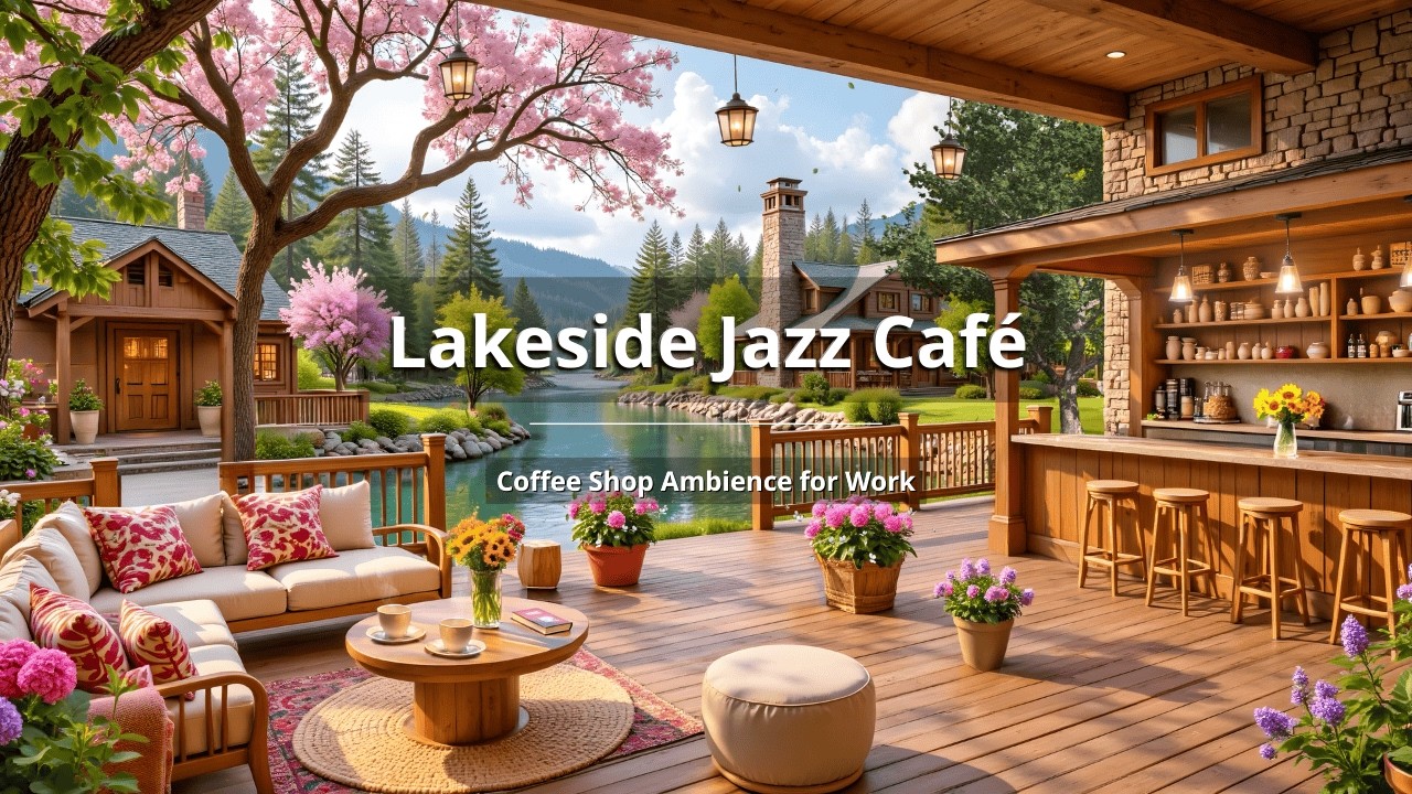 NO ADS | March Spring Jazz at Outdoor Coffee Shop Ambience🌿Piano Relaxing Jazz Music for Work, Study