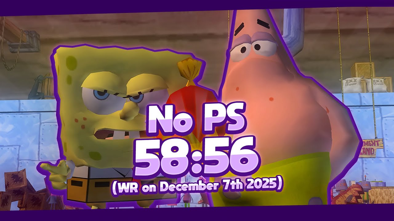 (World Record) No Pause Storage Speedrun in 58:56 - The SpongeBob SquarePants Movie Game