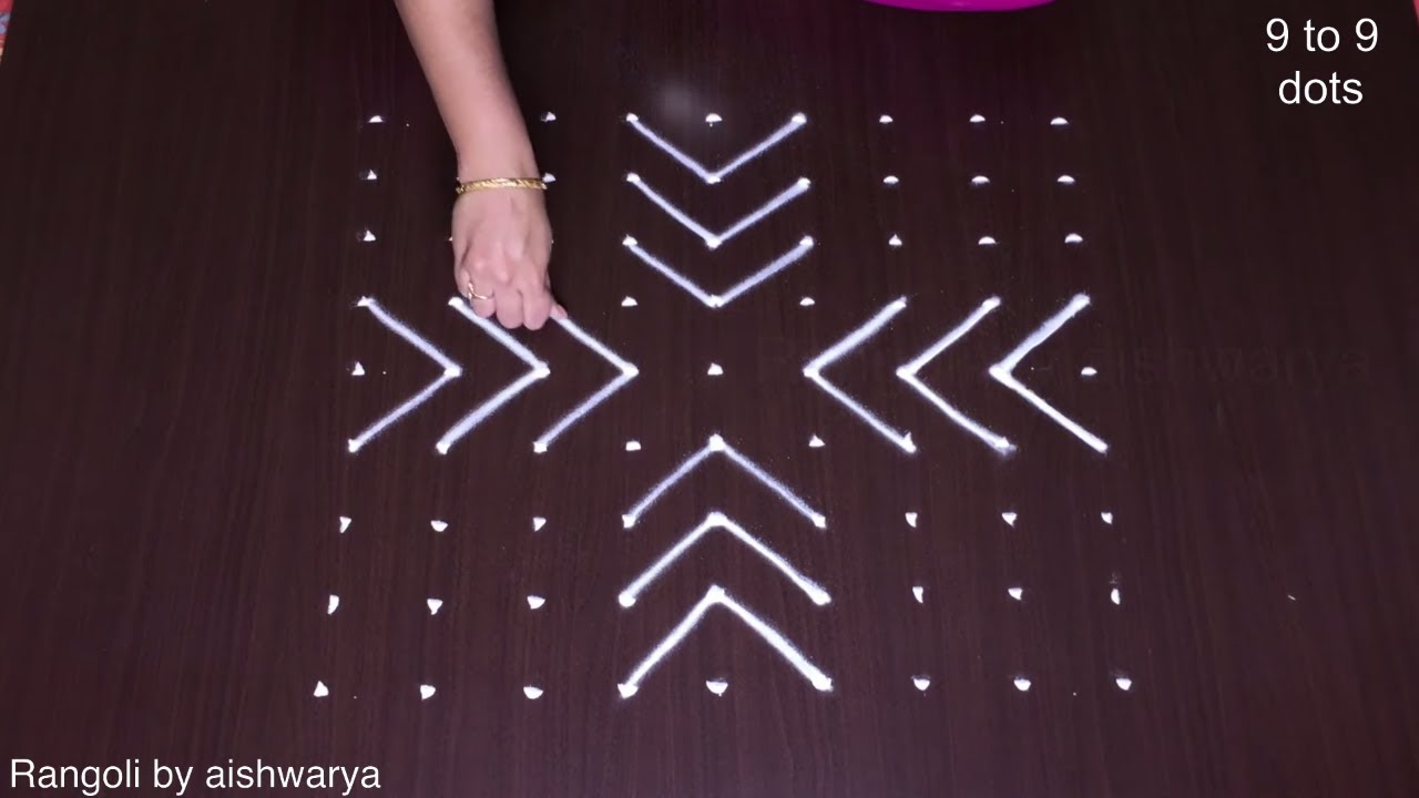 Friday Rangoli Designs 9x9 Dots Simple Chukkala Muggulu and New Easy Kolam for Home