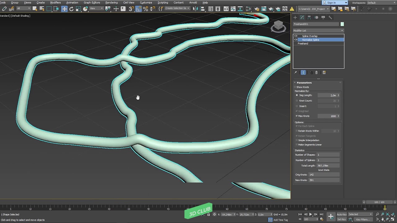3ds Max 2018 (update 2) - Spline Overlap Modifier