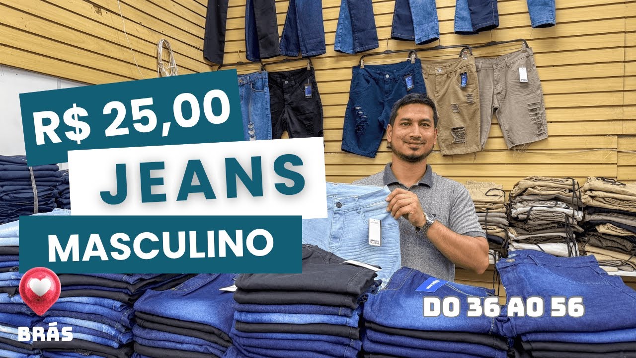 JEANS MASCULINO no BRÁS - P ao PLUS SIZE 56 | BERMUDAS - CALÇAS e Mais - Preço de Fábrica #jeans