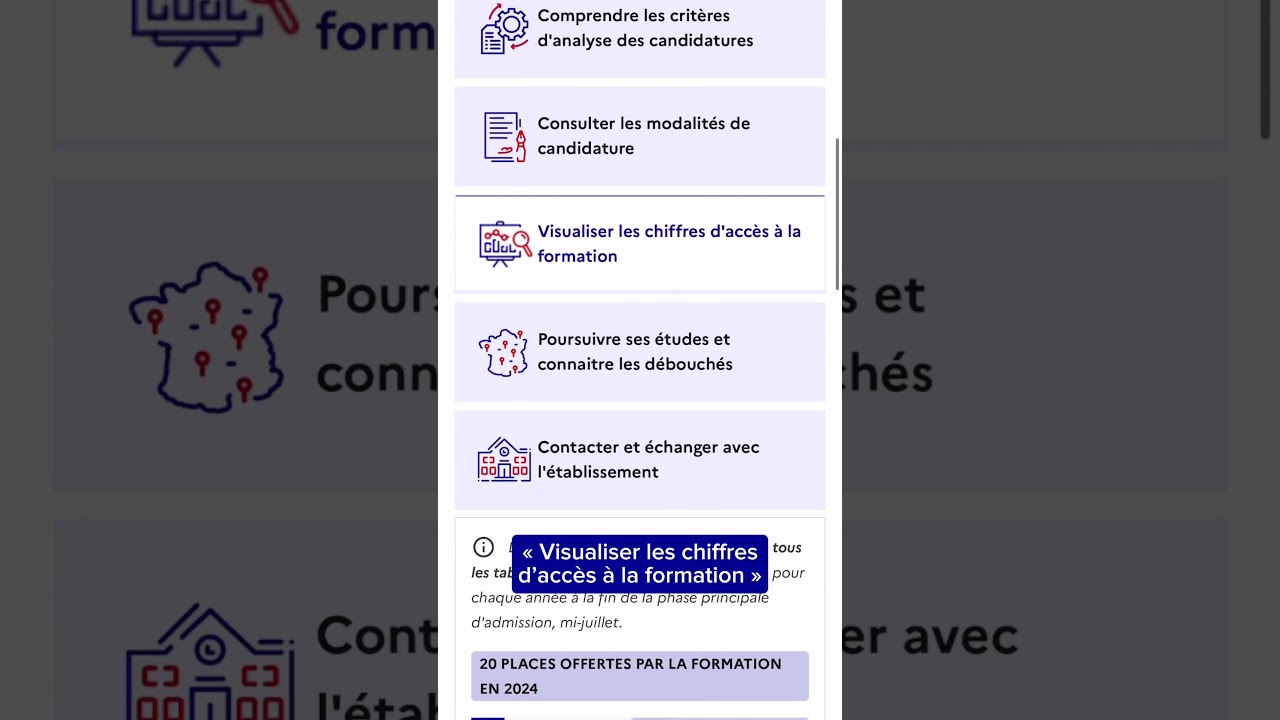 Les fiches de formation sur Parcoursup