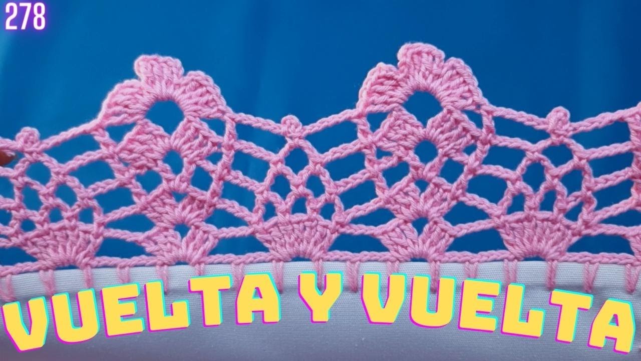 Aprende a tejer esta puntilla de vuelta y vuelta ¡FÁCIL! 🌺 278