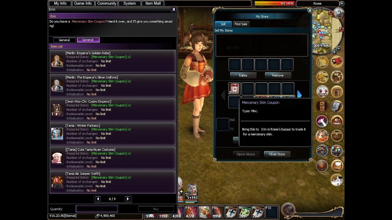 EXCHANGE MERC SKIN IN NPC ERRIN - ATLANTICA ETERNAL