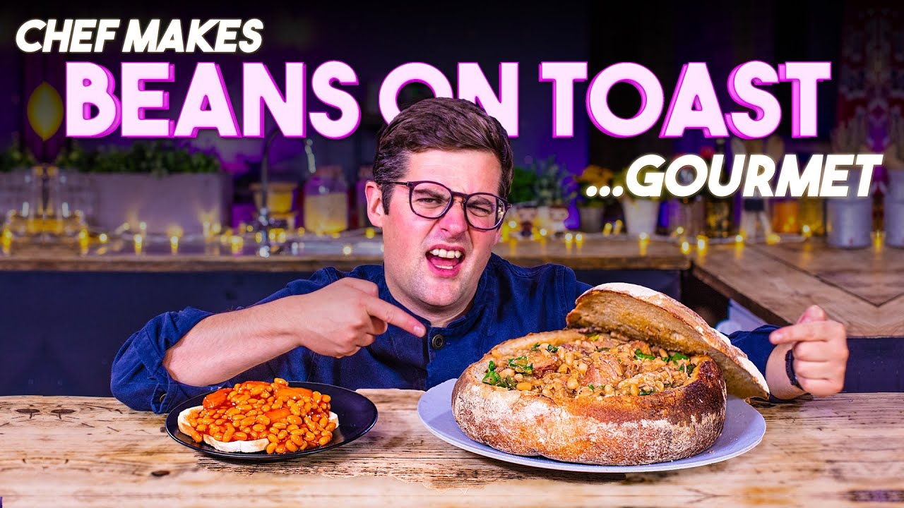 Шеф-повар готовит изысканное блюдо «Фасоль на тосте»! | Sorted Food