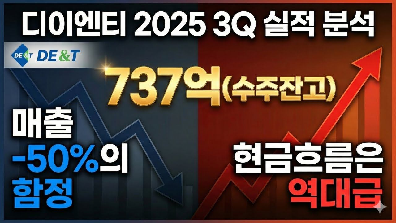 디이엔티 2025 3Q 실적 분석: 매출 -50.2%와 영업현금흐름 +232억의 괴리 해석