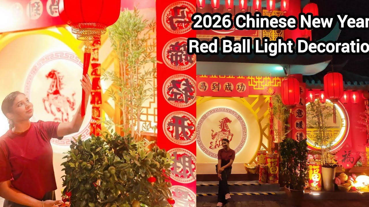  Chinese New Year Red Ball Light Pink Flower Orange Tree Amazing Decoration 2026