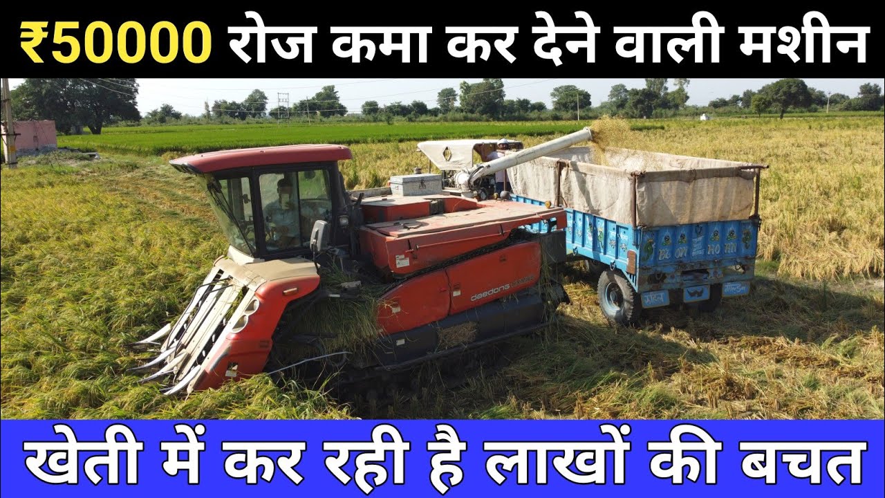 दुनिया की सबसे सस्ती Combine Harvester | Half Feed Combine Harvester | Rice Harvesting