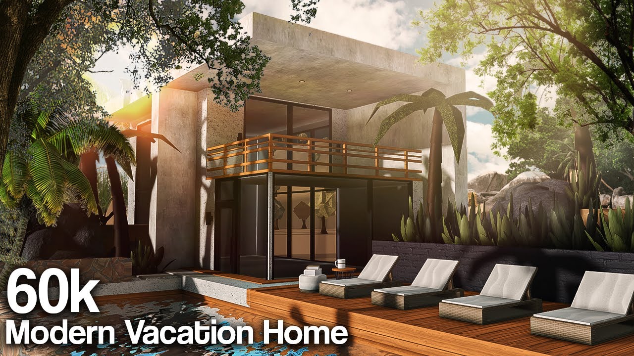Bloxburg | Modern Beach Vacation House | 60k | Roblox | Housebuild