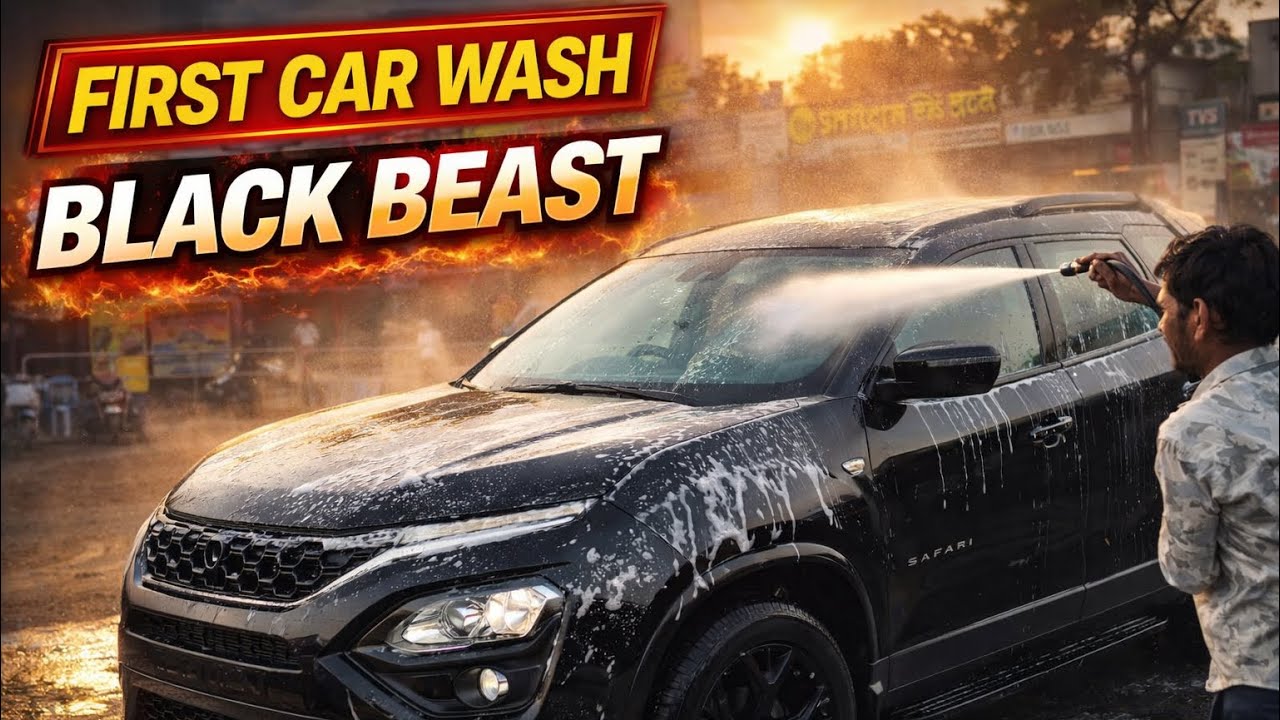 ♟️Black Beast Shine 😍🚿 | Tata Safari | First Car Wash✨ | Satisfying Car Wash🧼 Dark Edition🖤
