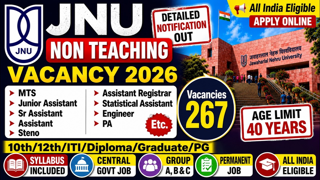 ✅ JNU Non Teaching Recruitment 2026 | JNU MTS, Junior Assistant Vacancy 2026 | 🎯 Age Limit: 40 Years