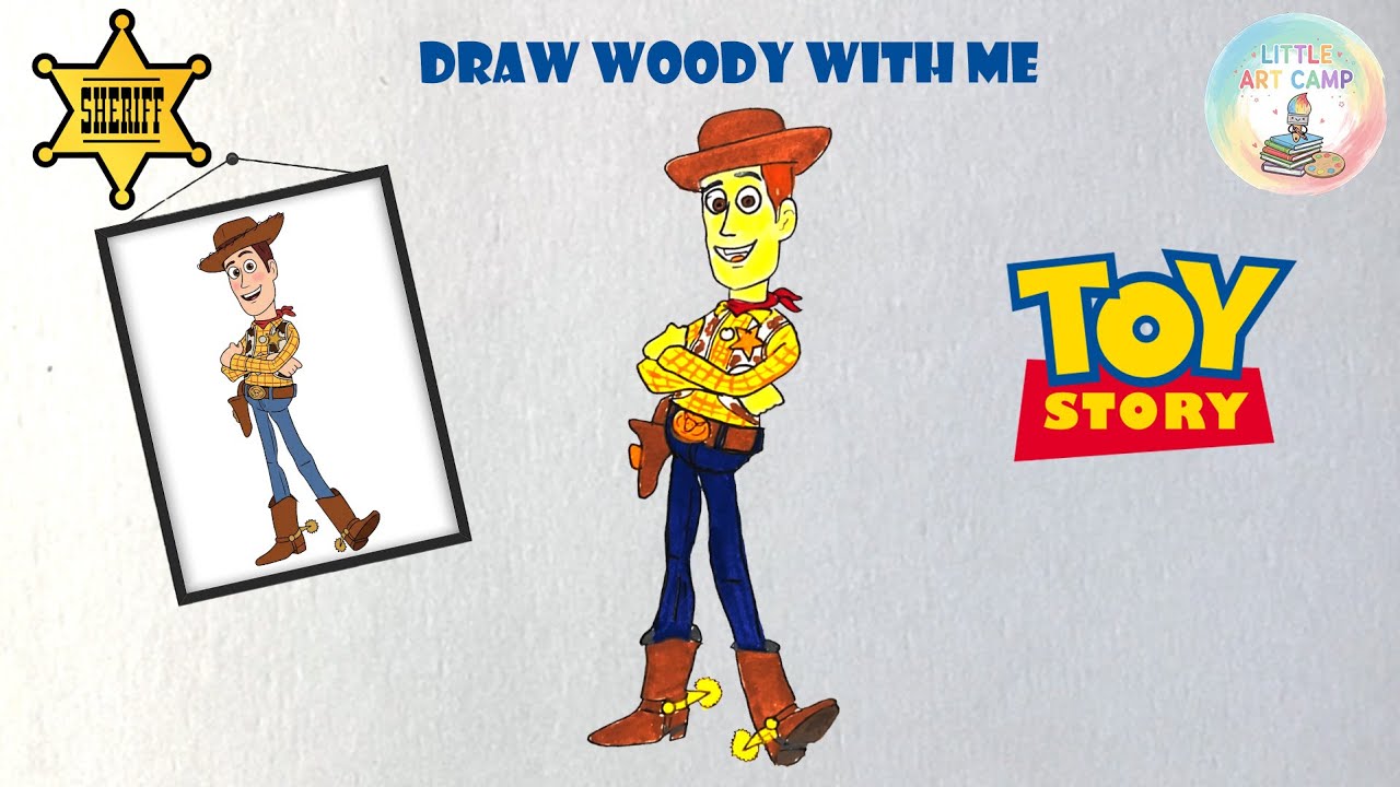 How to draw Toy Story Woody Cartoon  🤠🎨 | Easy Drawing for Kids | Little Art Camp
