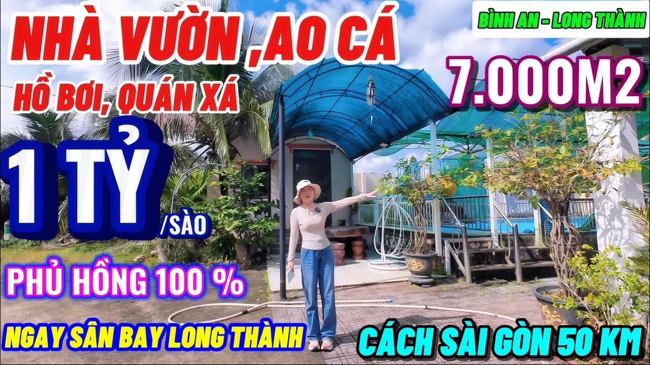 Nhà đất đồng nai, NGỘP hạ giá bán gấp nhà vườn,ao cá,sân vườn hồ bơi gần ngay sân bay chỉ 1tỷ/ sào
