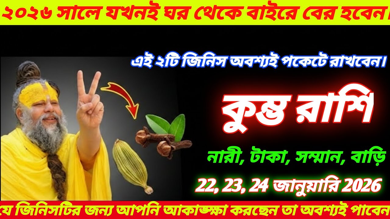 কুম্ভ রাশি ♒ | 22, 23, 24 জানুয়ারি 2026 | এই ২টি জিনিস পকেটে রাখুন—টাকা, ভালোবাসা ও বাড়ি পাবেন!