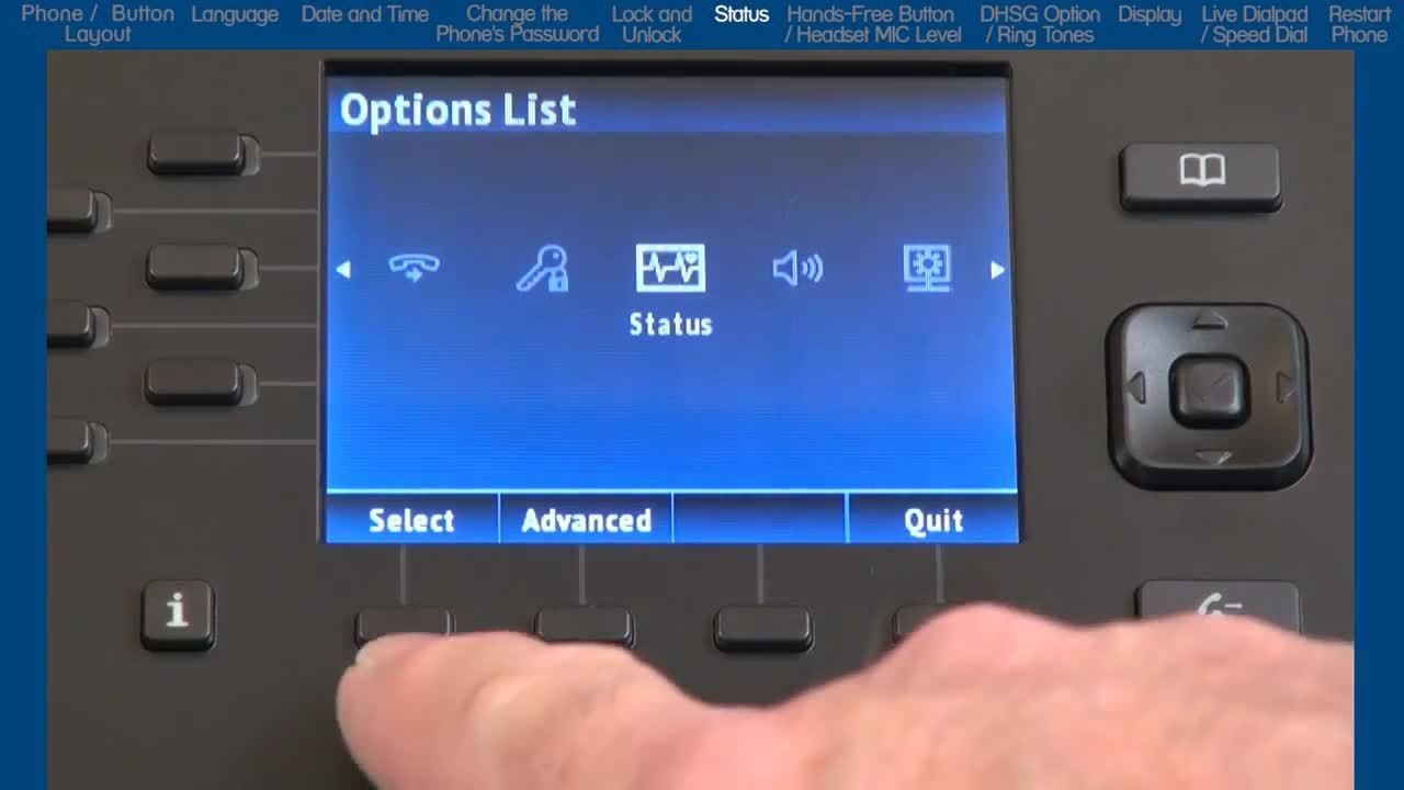 Mitel 6867i Phone: Checking the Phone Status (IP Address)