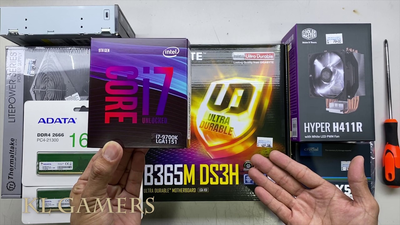 intel Core i7 9700K GIGABYTE B365M DS3H ADATA Cooler Master HYPER H411R Thermaltake Versa H21 Build