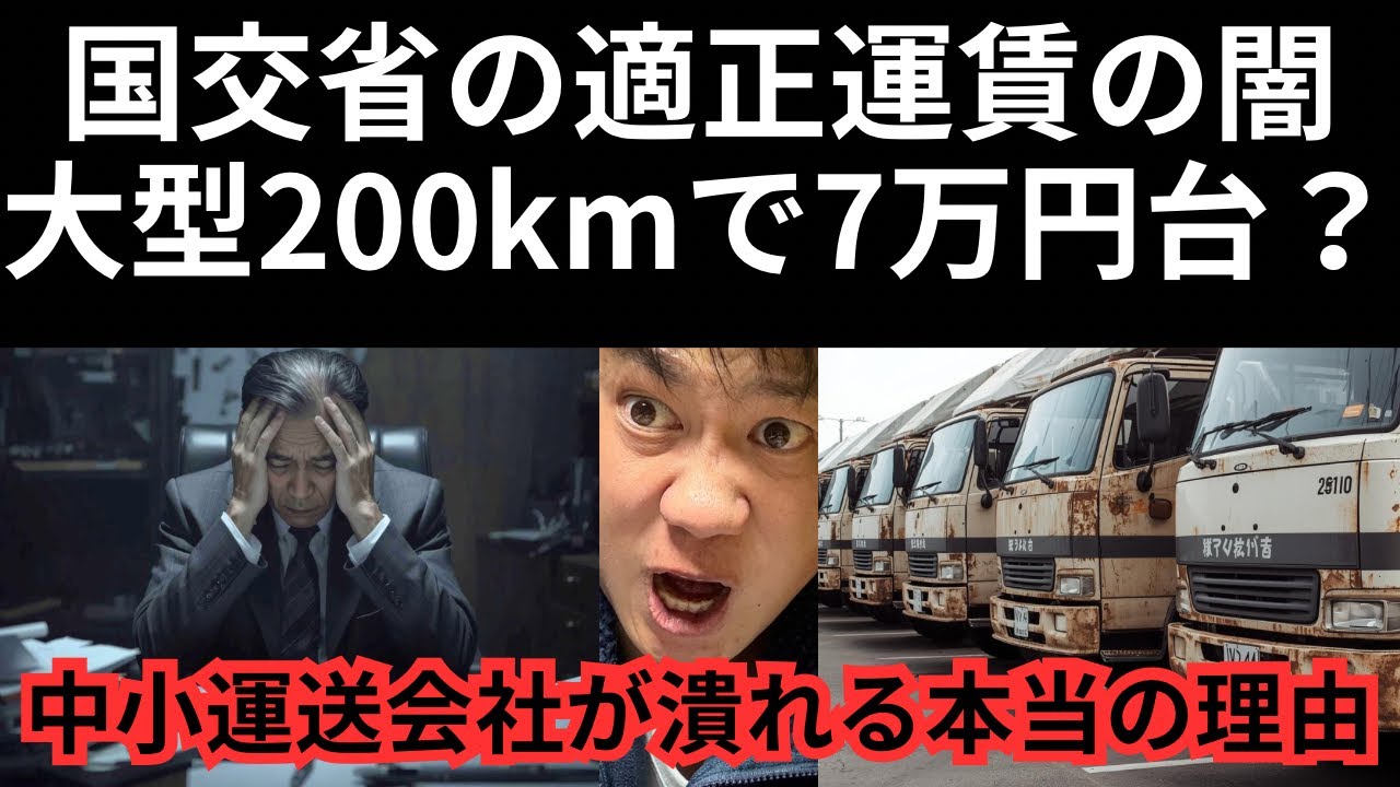 【国交省の適正運賃】大型200kmで7万円台？中小運送会社が潰れる本当の理由！！