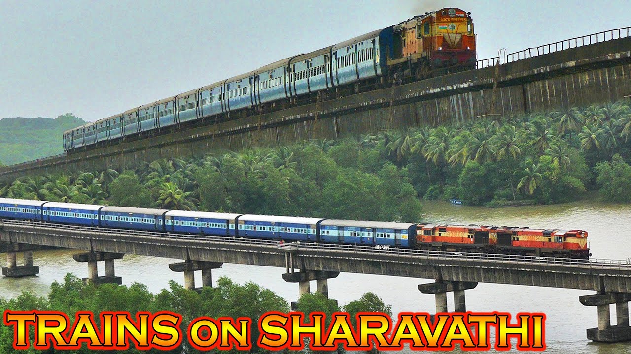 TRAINS Over the SHARAVATHI BRIDGE | Incredible KONKAN RAILWAYS | Indian Railways