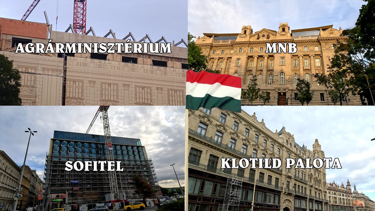 Budapest belvárosi építkezések, felújítások - Kossuth tér, MNB, Klotild, hotelek  - 2025. október