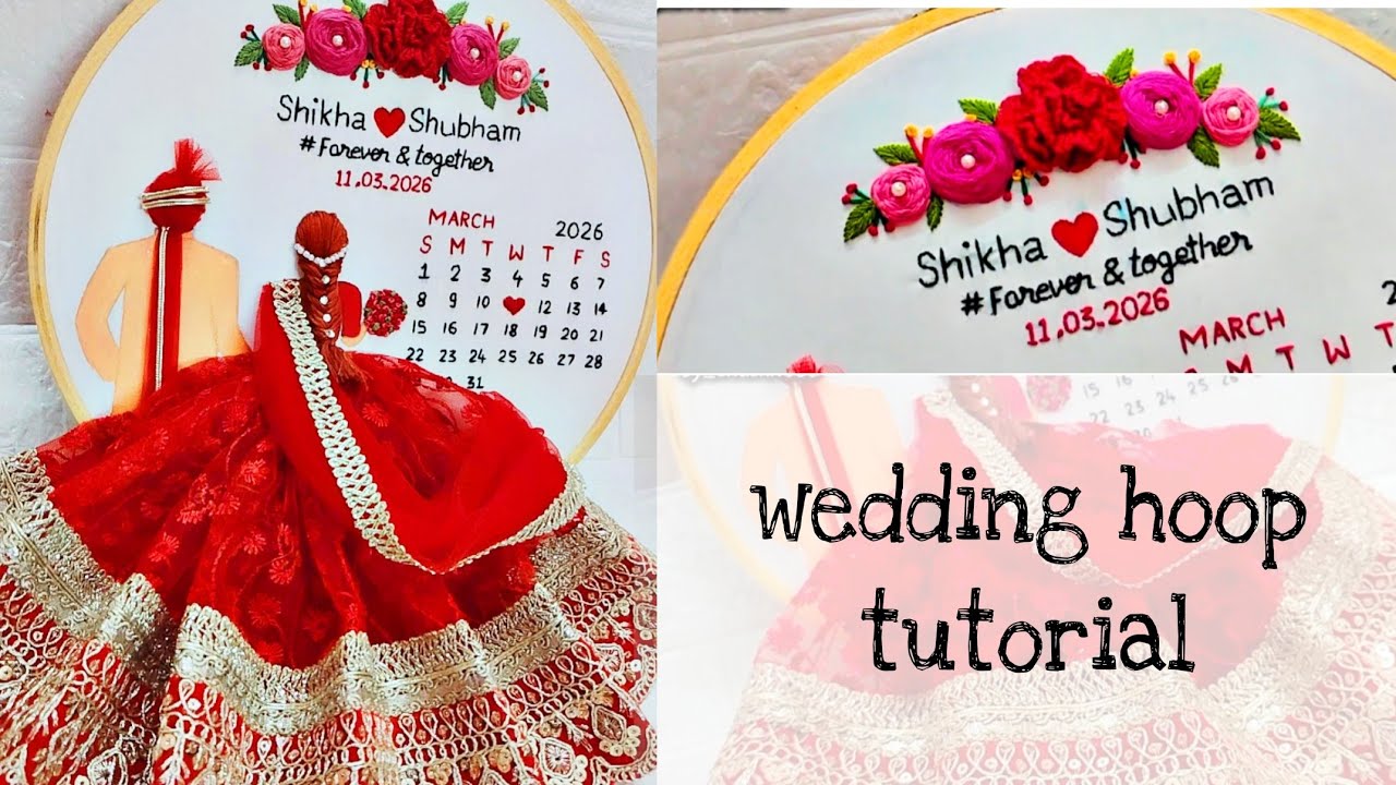Wedding hoop art tutorial, hoop art full tutorial, embroidery work 