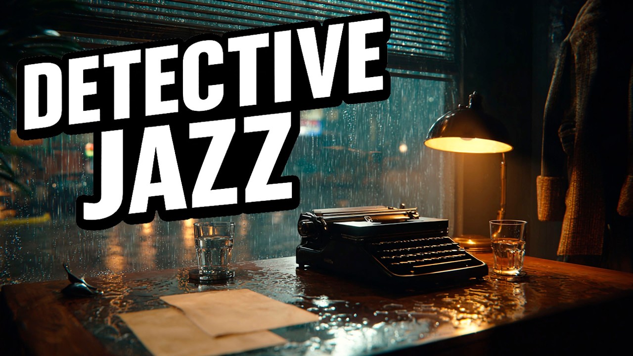 Detective Jazz for Midnight Clarity 🌙🌧️ Rain Ambience • Warm Typewriter Keys