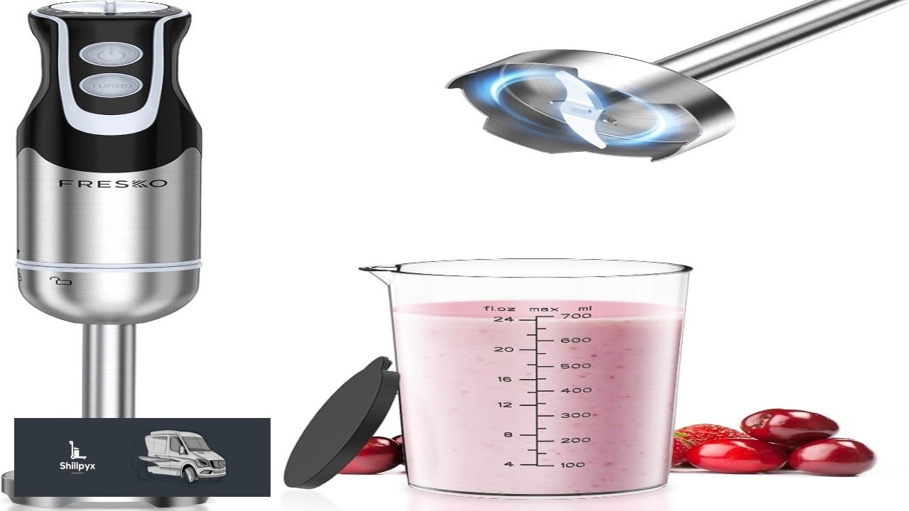FRESKO Immersion Handheld Blender 500W with 700ml Beaker 12 Speed & Turbo Mode
