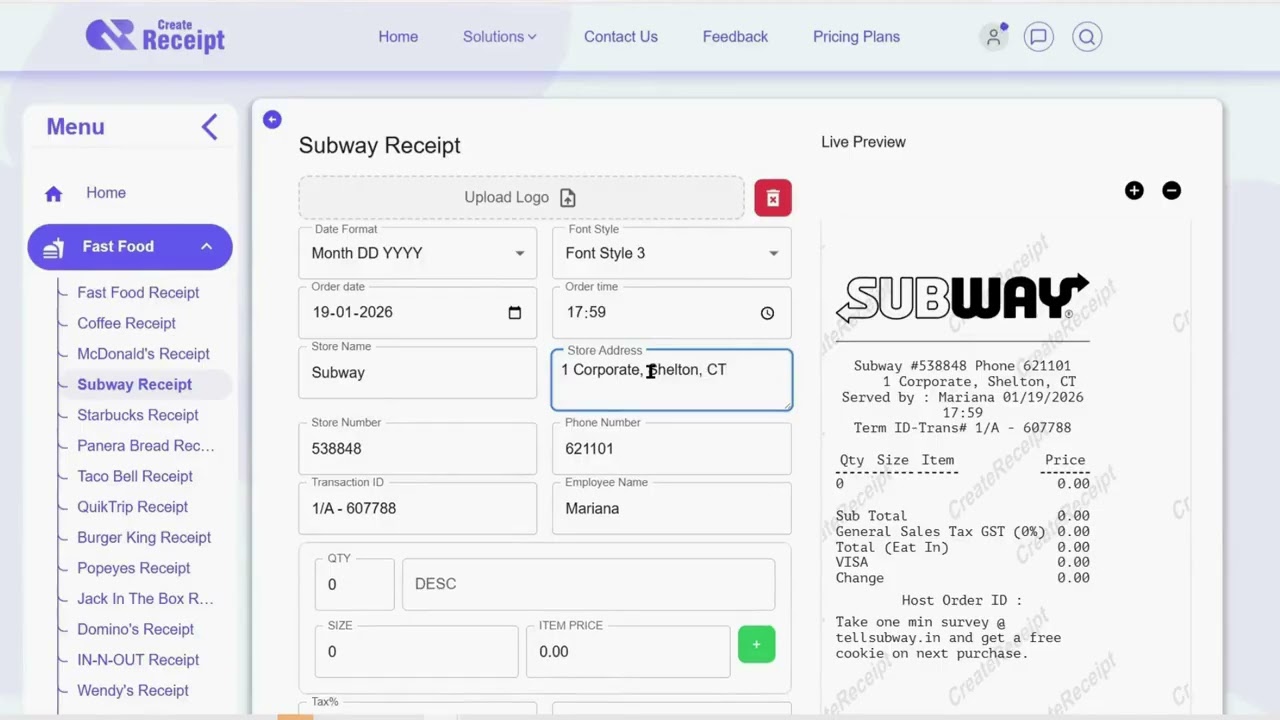 How to Generate a Subway Receipt Online | Fast & Easy Receipt Generator