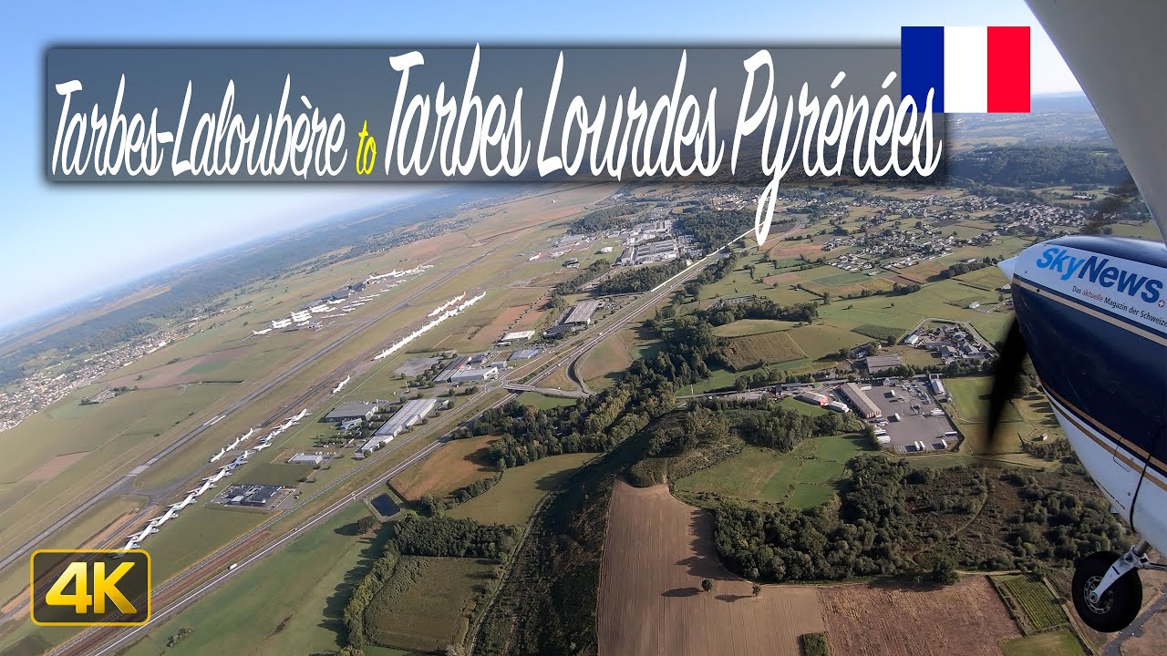 Pilots View: Flight from Tarbes Laloubère to Tarbes Lourdes Pyrénées Airport🇫🇷