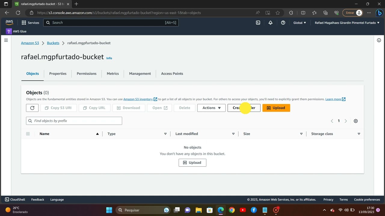 Upload dos arquivos .csv para o Bucket do S3 na AWS