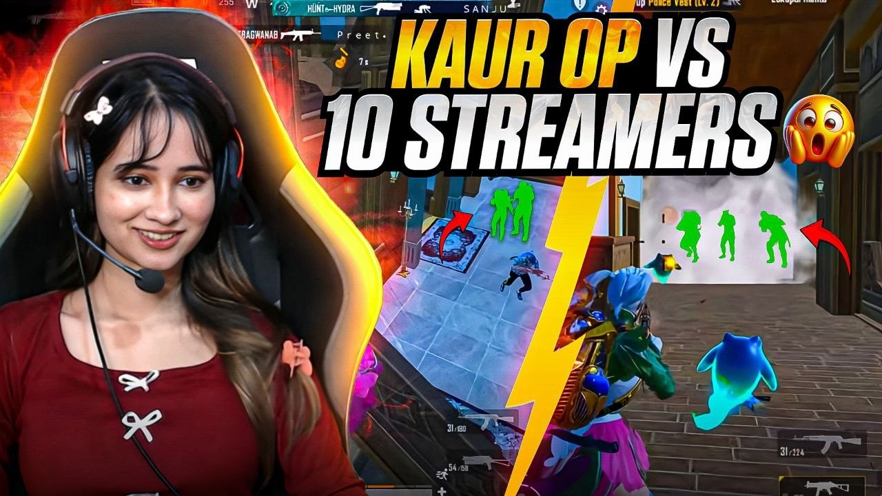 OMG 10 STREAMERS😱V/s 🇮🇳NO.1 Girl Gamer KAUR OP |PURE CONQUEROR LOBBY | BGMI