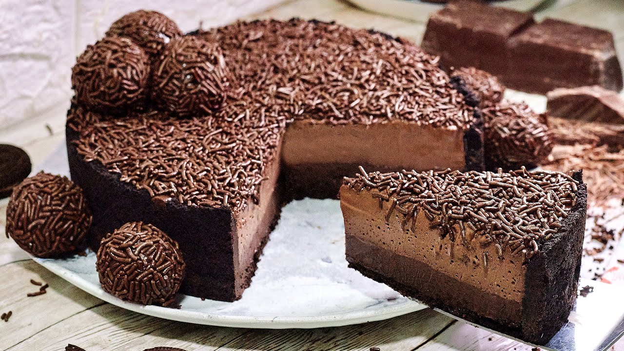 TORTA DE BRIGADEIRO COM MOUSSE DE 2 INGREDIETES, 