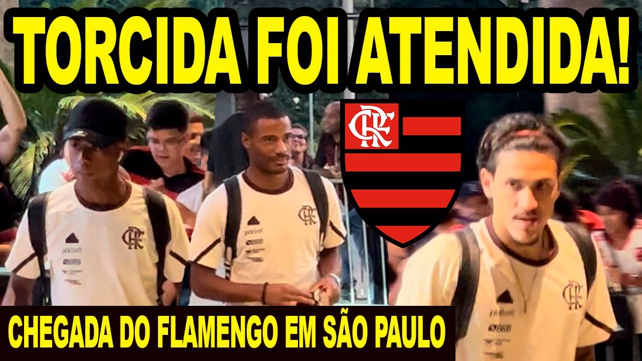 CHEGADA DO FLAMENGO EM SÃO PAULO PARA JOGO CONTRA O PALMEIRAS! JOGADORES DO MENGÃO ATENDERAM TORCIDA