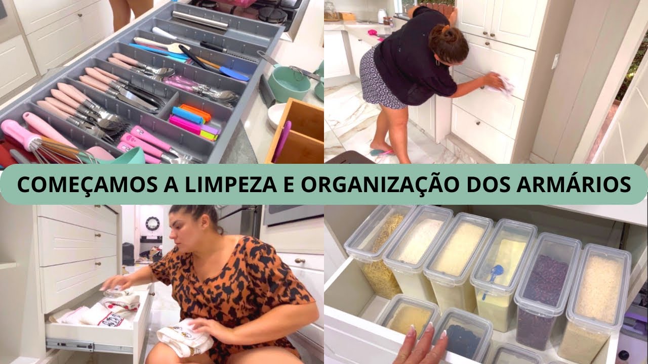 COMEÇANDO A LIMPEZA E ORGANIZAÇÃO DOS MEUS ARMÁRIOS PLANEJADOS DE COZINHA 😍😍😍