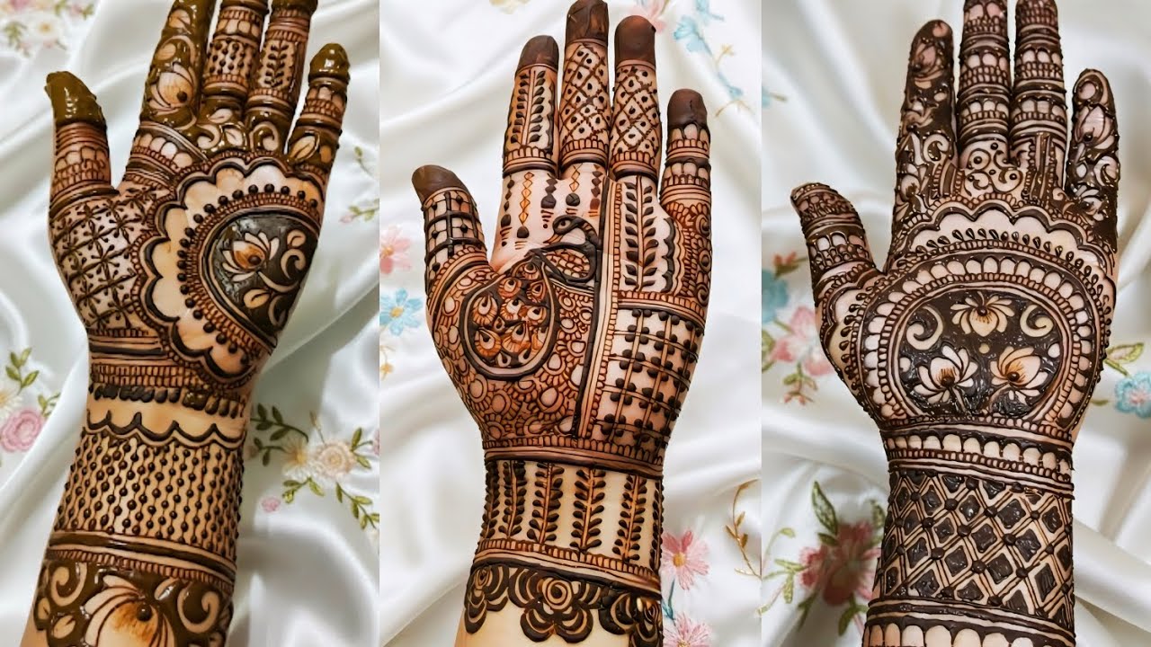 3 defferent bridal mehndi design| lotus mehndi design | simple bridal mehndi design | @Arya_mehndi