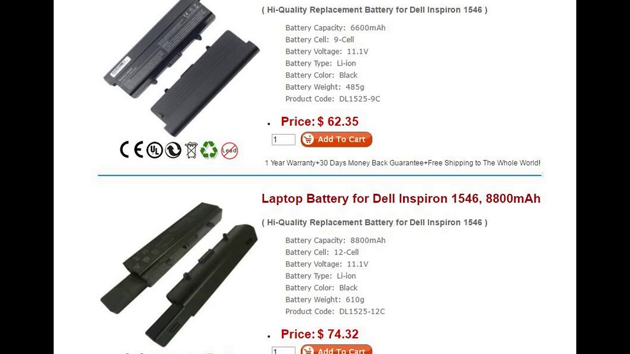 Laptop Battery for Dell Inspiron 1546