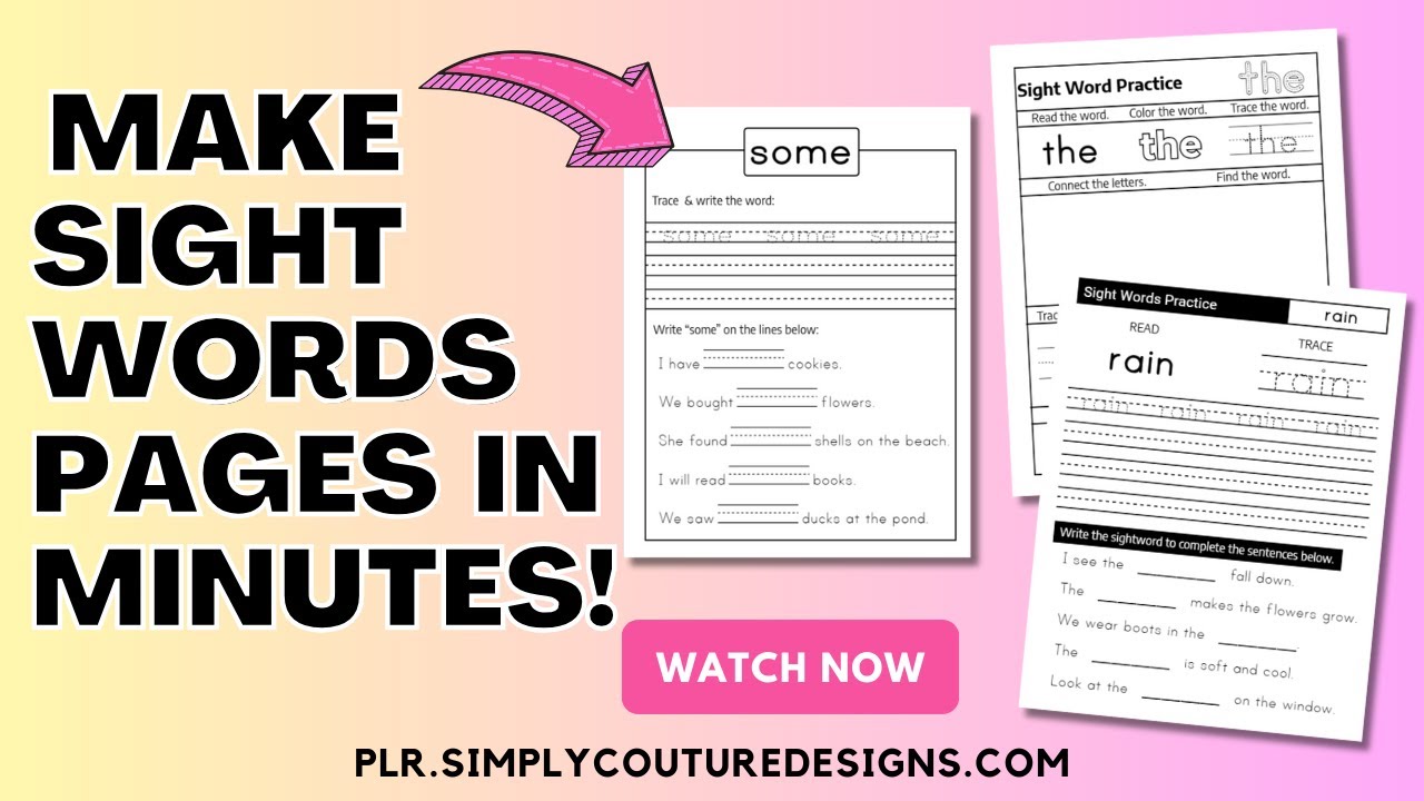 Create Sight Words Worksheets Automatically | Kids Educational Books Tutorial and Review