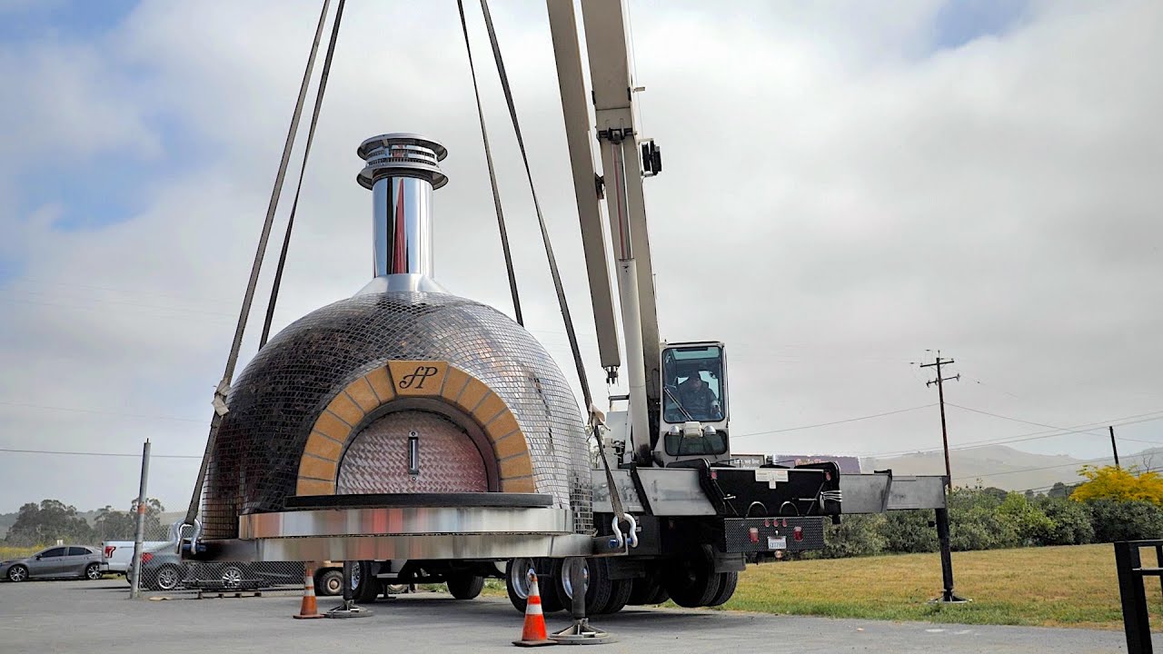 Installing Pizza Oven on Countertop with Crane