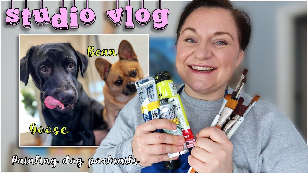 Рисую портрет собаки акриловыми красками 🐶🎨 | Художественный видеоблог #artvlog #studiovlog