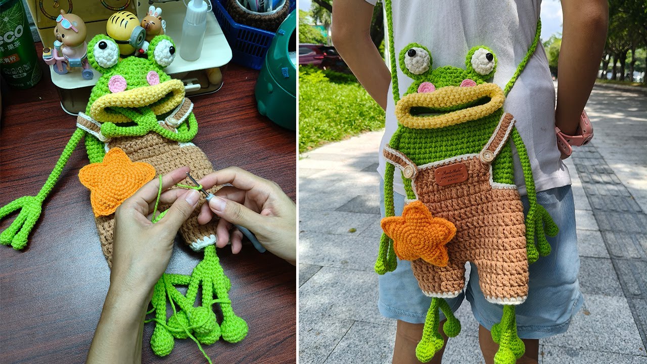 How I Made a Crochet Big-Mouthed Frog Phone Bag | A Fun Process Record Video