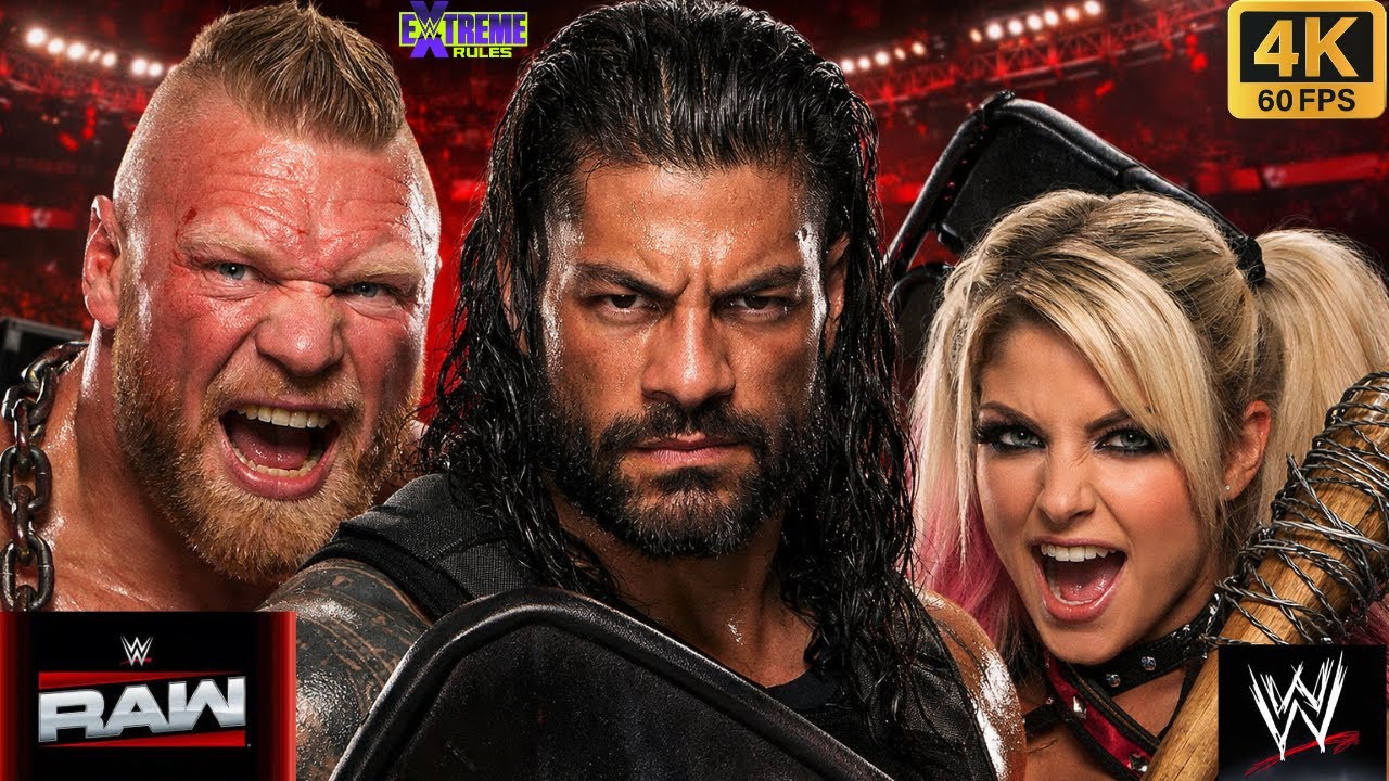 Full Match - Brock Lesnar Vs Roman Reigns Vs Alexa Bliss Extreme Rules #wwe #wwe2k25 #shorts #gaming