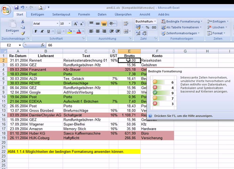 am4114 - Bedingte Formatierung