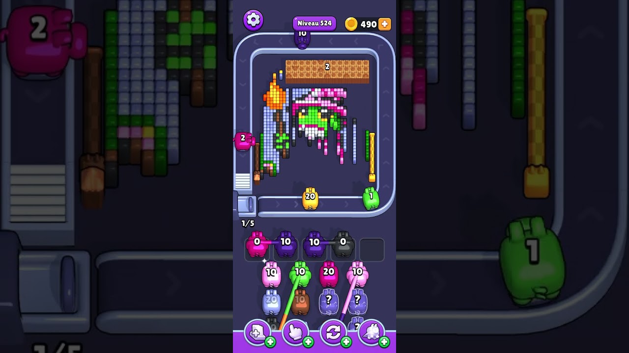 Pixel Flow Level 524 difficile (grenouille magique) solution ￼