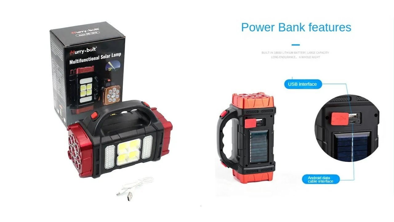 Фонарь на солнечной батареей Hurry Bolt HB-1678 с функцией Power bank по лучшей цене