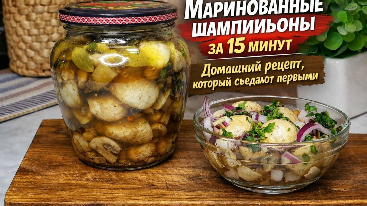 Идеальная закуска! Маринованные шампиньоны в домашних условиях!