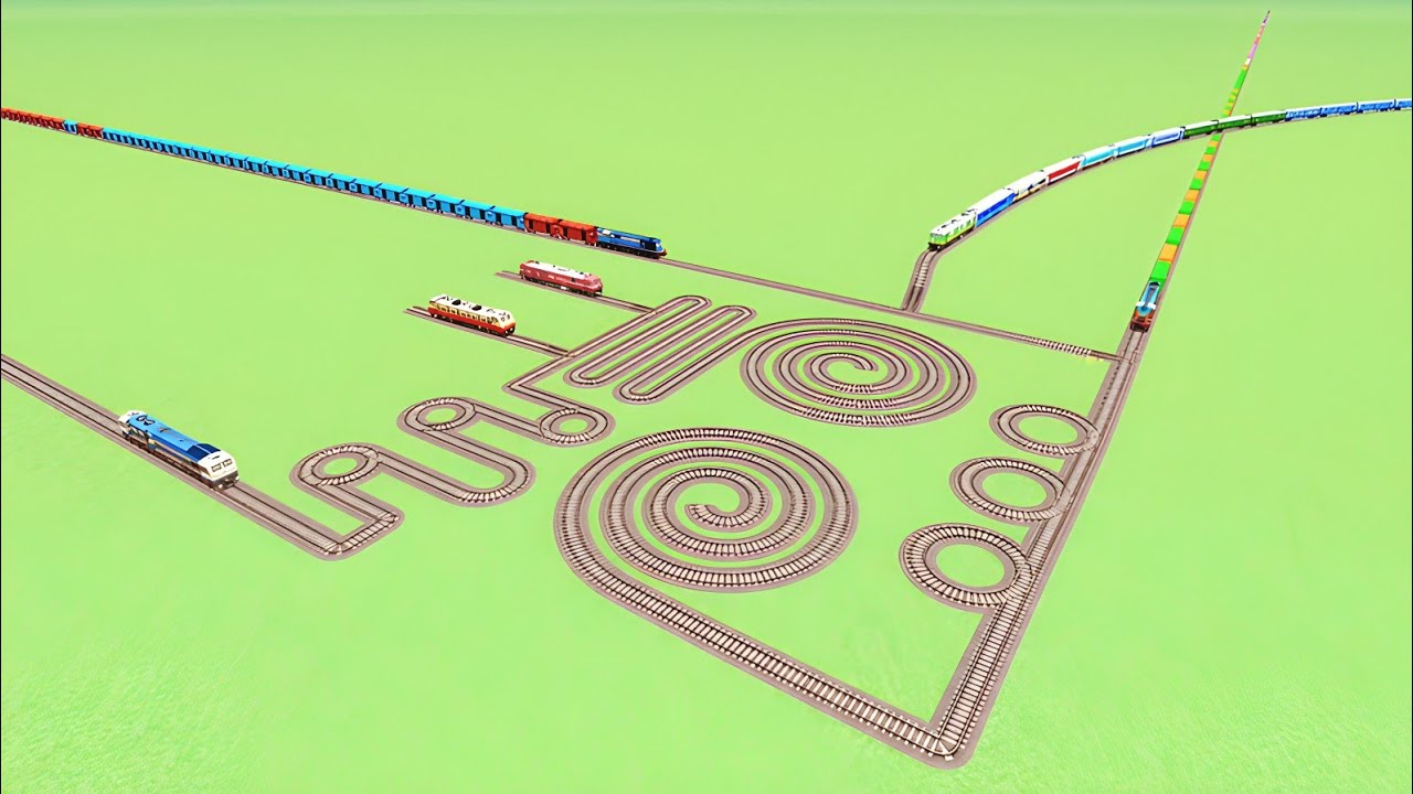 SIX TRAIN CROSSING CIRCLE SNAKE ZIG 💖ZAG CURVED UTRUN CURVE RAILROAD BEANG DRIVE 