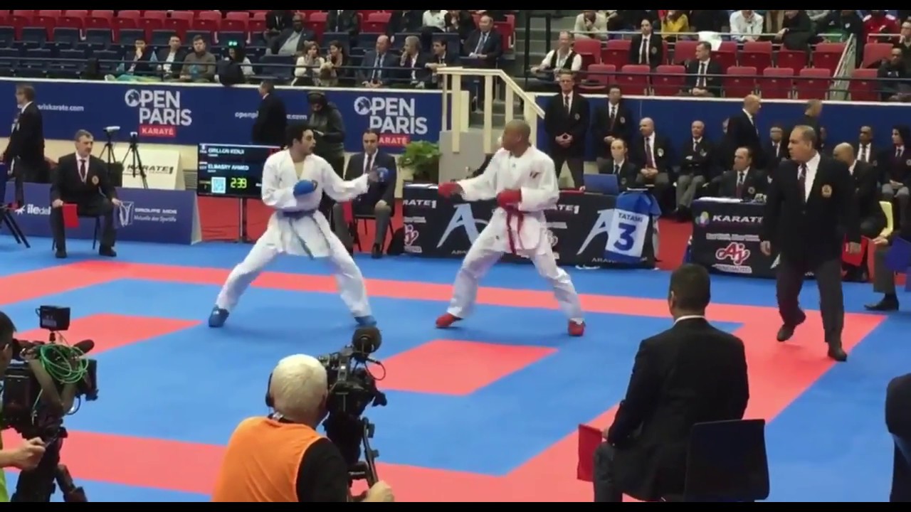 Fantastic match between Elmasry Ahmed(EGY) and Kenji Grilon(FRA). Karate Premier League, Paris 2018